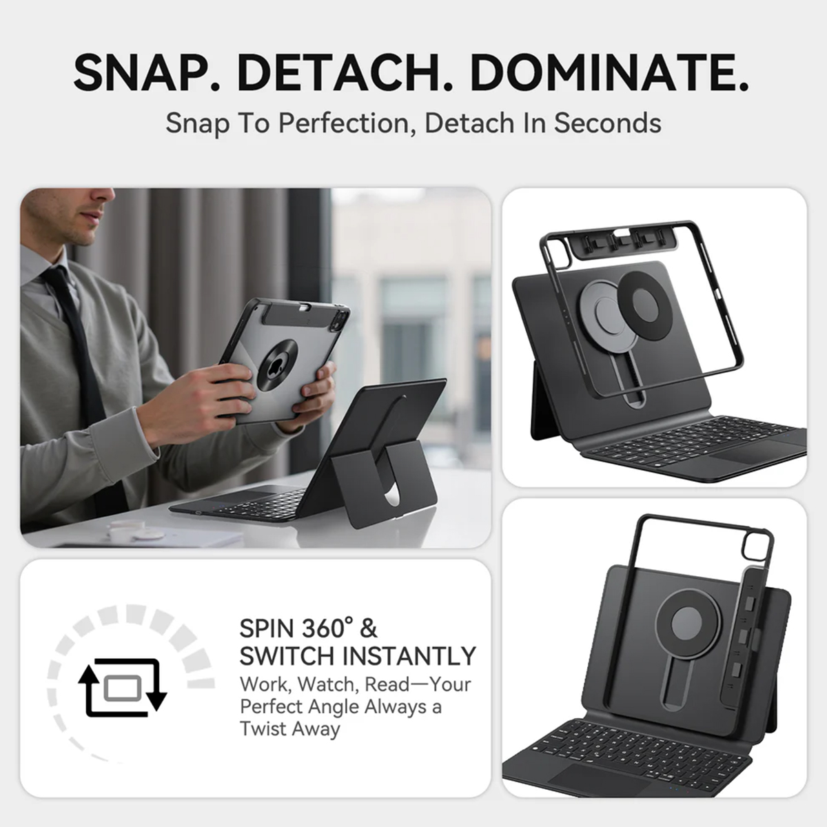 ifacemall ipad magnetic slide keyboard - 5